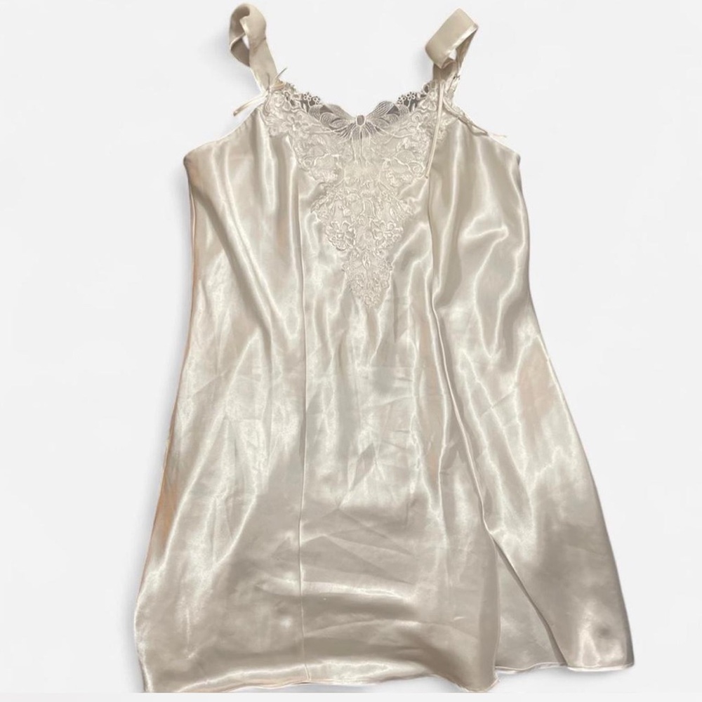 adidas Cream Satin Lace Chemise